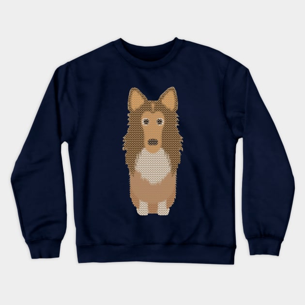 Rough Collie Ugly Christmas Sweater Knit Pattern Crewneck Sweatshirt by DoggyStyles